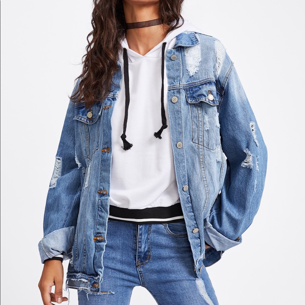 Oversized Distressed Demin Jacket